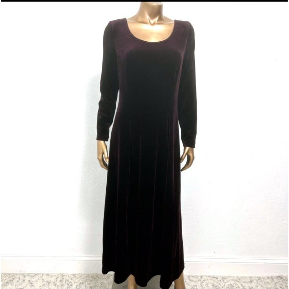 Melissa‎ Collection Dress Women’s Sz 12 Plum Purple  Velvet Maxi VTG 90s Y2K USA